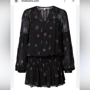 Veronica Beard Silk Black Floral Dress